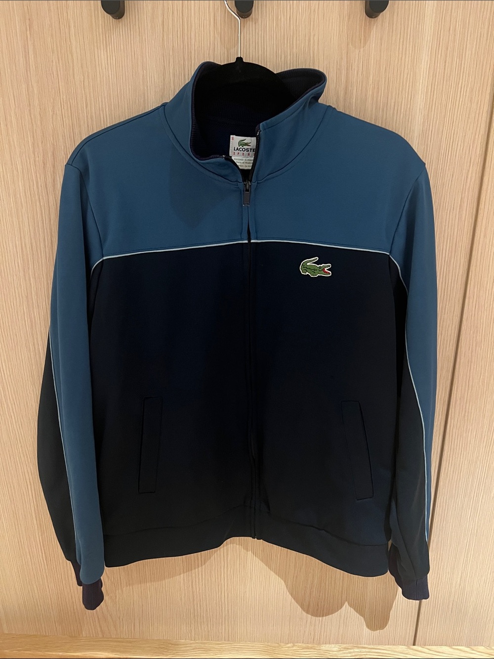 Lacoste Two-Tone Blue Track Jacket with Crocodile Logo
